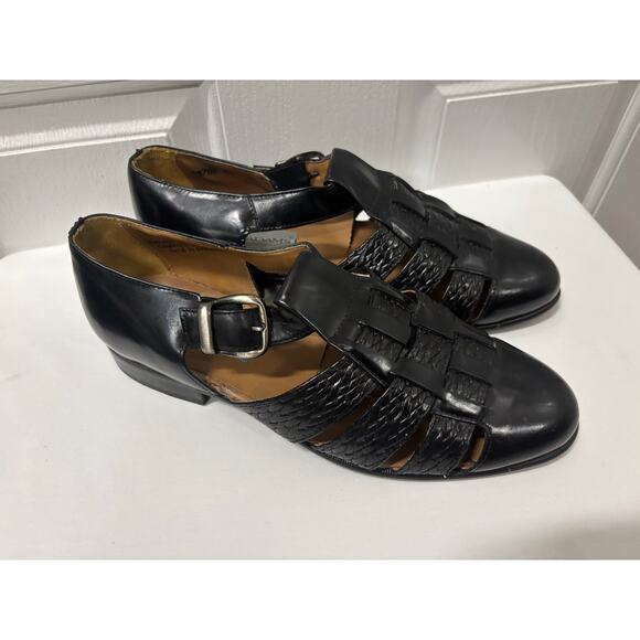 Stacy Adams Men’s 9.5M Black Woven Leather Fisherman Sandals Buckle Dress Casual main image 14